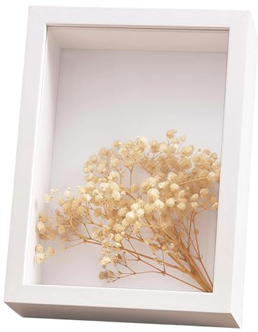 Cornice portafoto 3D, in legno, da parete e da tavolo, per artigianato, ricordi di nozze, 25 x 15 cm (bianco 429, profondità 5 cm)