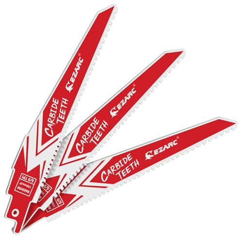 EZARC Carbure lame de scie sabre 6/9 TPI - Lame scie sabre bois avec clous, Métal, Plastique - 225 mm 3 Pièces