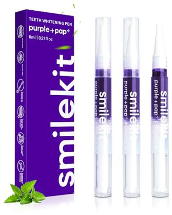 Zahnaufhellung Stift (3 Stück)- Sofort Bleaching für weißere Zähne, Teeth Whitening Pen gegen Kaffee-Tee-Nikotinverfärbungen, Zähne aufhellen mit purpurnem Gel (Schnellwirkend & Minzaroma)