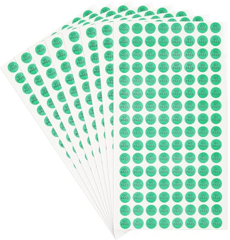 PATIKIL 1024Pcs QC Pass Stickers, 0.4 Inch Adhesive Inventory Quality Control Stickers Round QC Approval Labels, Black/Green