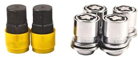 HZSMYXGS Bulloni Cerchioni Compatibile con Mitsubishi M12x1,5 Il Set di Dadi antifurto per Ruote 4 Dadi + 2 Chiavi