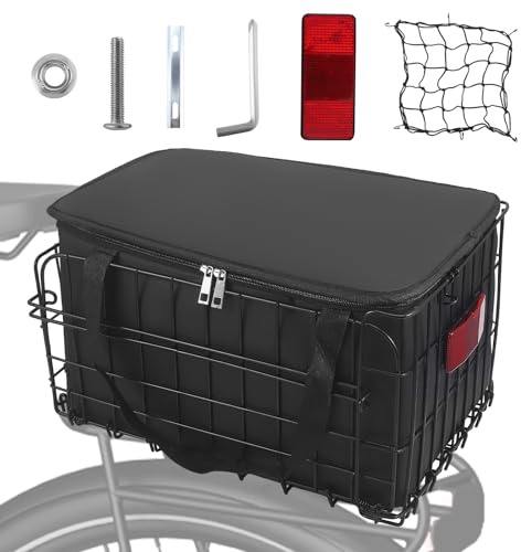 Cestino per bicicletta posteriore, pieghevole, in metallo, con borsa per il trasporto impermeabile rimovibile, accessori per bicicletta, cestino da telaio per il trasporto di cani, animali domestici