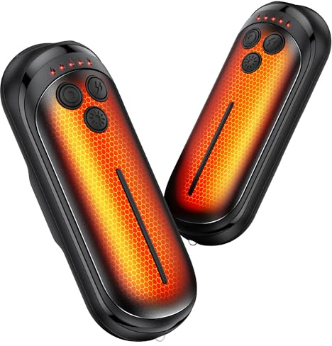 DeeKom Calentadores de manos recargables, paquete de 2, calentador de manos eléctrico de 6000 mAh, recargable, calentadores de manos portátiles 2 en 1 con chips inteligentes de IA, al aire libre, caza