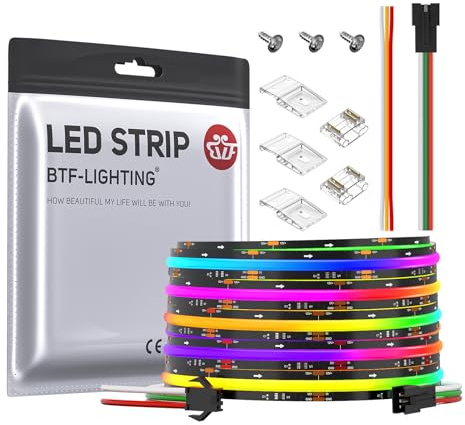 BTF-LIGHTING FCOB COB WS2811 IC RGB flexibel LED Strip 5M 720LEDs/M LED-band DC12V Svart PCB IP30 Spårfärg DIY Dekoration (utan kontroll och ström)