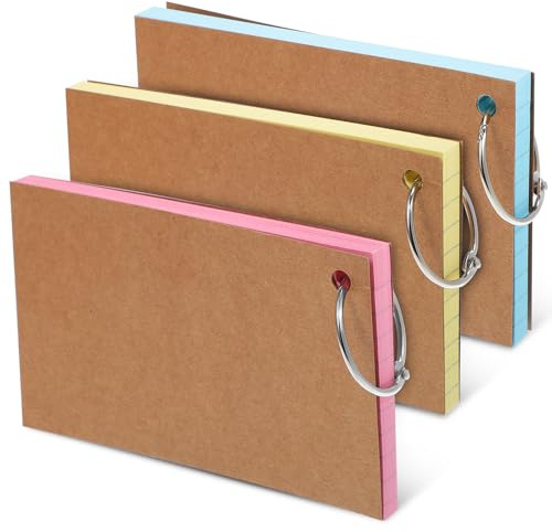 Cabilock Fiches Bristol à Anneaux 150 Pièces, Papier Lignées Recto-verso, Couverture Protégée En Métal, Cartes Mémoire Colorées Pour Révision Et Apprentissage Scolaire, Usage Bureau Et Élève