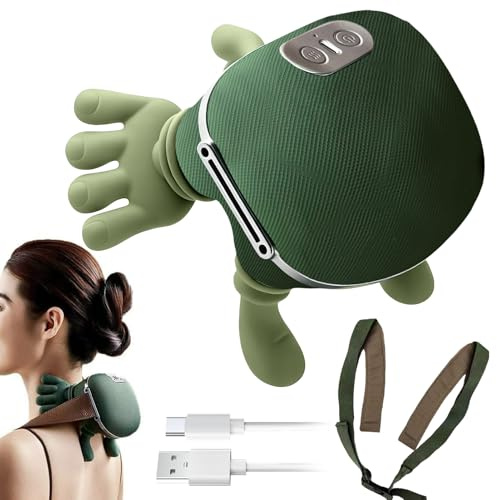 Neck Massager | Rechargeable Neck and Back Massager with Heat | 3 Speed Settings, 2 Heat Levels,Simulated Hand Massage Design | Deeply Massage for Muscle Relax, Presents for Dad Mom