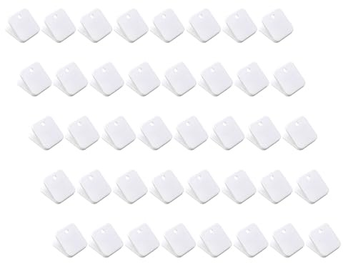 TOGEVAL 40 Pinces à Dossiers Carrées Blanches 40 Pièces Pinces à Documents en Plastique Attache-Documents pour Bureau et École Organisation de Fichiers et Sachets Alimentaires