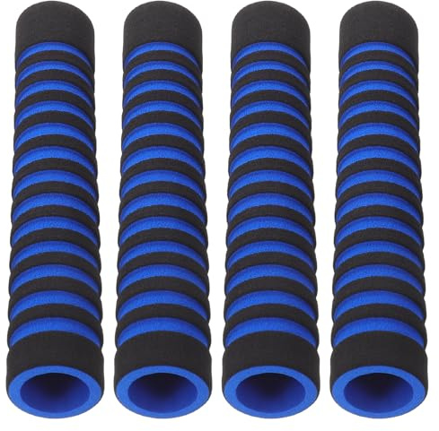 LOORGVEL 4 Cintas de Agarre para Raqueta de Bádminton, Sobregrip Antideslizante Absorbente de Sudor, Empuñadura de Esponja Negra y Azul, Juego de Repuesto para Entrenamiento
