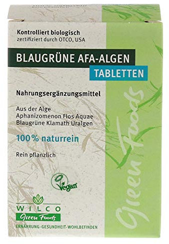 Bio AFA Alge 150 Presslinge im Standbodenbeutel - Wilco Green Foods - 100% Naturreines Biologisches Nahrungsergänzungsmittel für körperliche Fitness und ein gesteigertes Wohlbefinden - Vitamin B12
