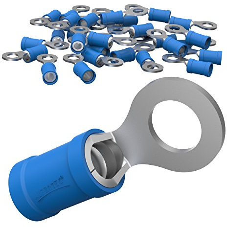 AUPROTEC 10 x ringkabelskor, 1,5–2,5 mm², blå, håldiameter M10, delisolerad, PVC, RV, kabelkontakt av koppar förtennad
