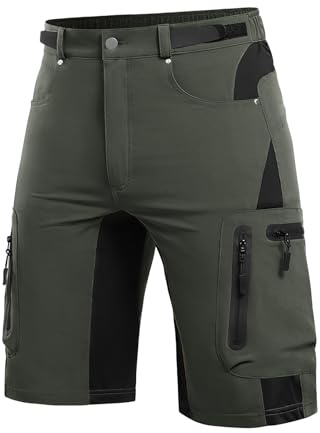 Cycorld Pantaloncini MTB Uomo, Pantaloncini Ciclismo Biciclette, Bici MTB Pantaloni Traspirante Shorts per Ciclismo (Verde, XL)