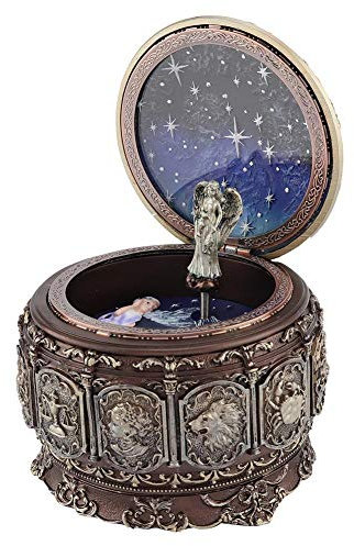 MAGT Carillon Vintage, Carillon con 12 Costellazioni con Dea Rotante Scintillanti Luci a LED Carillon Classico per Regalo (Pisces)