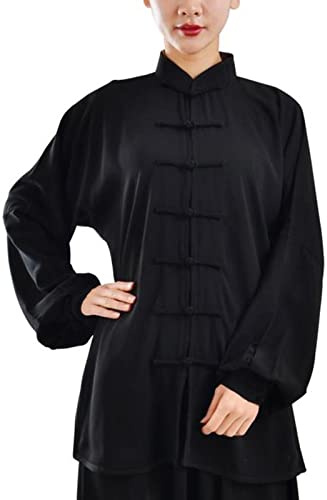 HFCY Tai Chi Abbigliamento Donna Uomo Kung Fu Uniforme Taekwondo Arti Marziali Allenamento Wing Chun Abbigliamento,Black-XXL