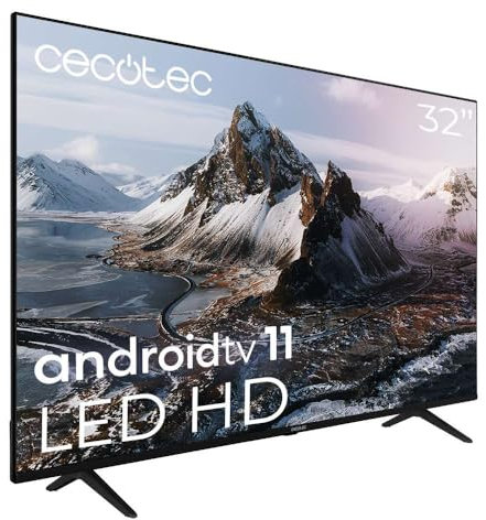 Cecotec Téléviseur LED 32 « Téléviseur LED intelligent série a3 ALH30032s. Résolution LED HD, Android 11, design sans cadre, MEMC, Dolby Atmos, HDR10, 2 haut-parleurs de 10 W, modèle 2023