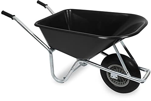 Ondis24 Schubkarre Gartenschubkarre Bauschubkarre Metallachse robuste Kunststoffmulde ergonomische Griffe (120 Liter)