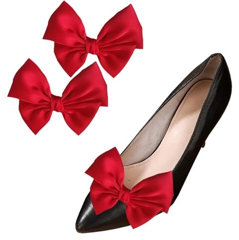 NiceYnn 2pcs Removable Satin Bowknot Shoe Buckles, Detachable Ribbon Bow