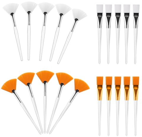 20 Stück Fächerpinsel Kosmetik Gesichtsmasken Pinsel Gesichtspinsel Fächerpinsel Kosmetik Pinsel Weich Make-Up Maske Bürsten Werkzeuge Säure-Applikator-Pinsel für Schlamm-Gesichtscreme