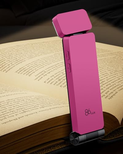 86lux Luce per Lettura Libri a Letto, luce libro lettura notturna Ricaricabile LED Ultra Leggera con, 3 Colori ambra & Luminosità Regolabile, Flessibile per bambini e amanti dei libri, Rosa Barbie