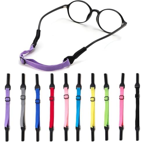 BOBOZHONG Cinturino per Occhiali,10 pezzi Cinturini Regolabili per Occhiali Antiscivolo Cinghia Occhiali Lettura Cinghie per Occhiali Sportivi per Uomini e Donne(10 colori)