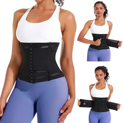 Yixinly Bauchweggürtel, Waist Trainer Damen Fitness Waisttrainer, Korsett Bauchweg Waisttrainer Taillenformer, Bauchgürtel für Herren und Damen Schwarz (XL)