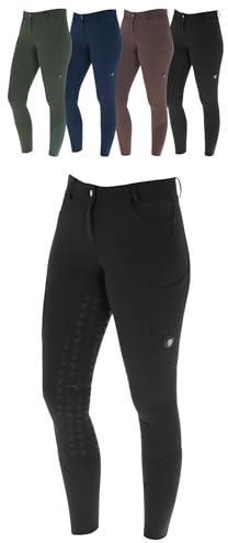 Covalliero - Damen Reithose Silikon Vollbesatz | Reitleggings mit 2 Handytaschen | atmungsaktive & elastische Reiterhose | für Herbst & Winter | Reitbekleidung in Black | Größe 38
