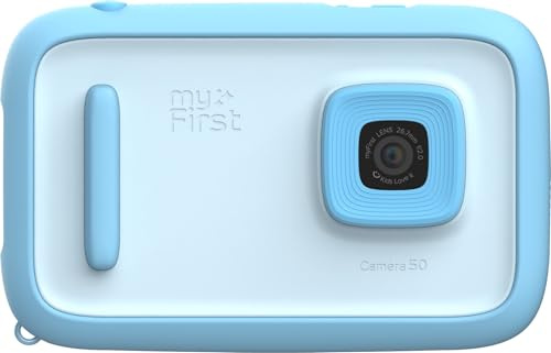 myFirst Camera 50, Fotocamera Digitale per Bambini con AI, Selfie Light Bar, Video & Foto Editing, WiFi, Diario Segreto, Controllo Genitori, Sicurezza e Privacy, Blu