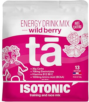 Boisson Énergétique fabriquée en France. Apport en Glucides, Electrolytes (sodium, magnésium, potassium) Vit (C, B6, B12) et BCAA. Sac de 520g soit 13 bidons de 500ml