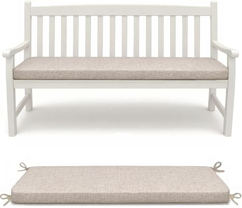 HAND Cuscino per Panca 120x40 cm - Interno ed Esterno - Seduta Imbottita, Morbida e Resistente - Colore Antracite - Per Giardino, Patio, Cucina, Prodotto in Italia (Ecrù)