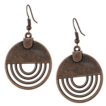 Hanary Bohemian Ethnic Rustic Circle Dangle Drop Earrings, Vintage Boho Chic Jewelry Gift for Women