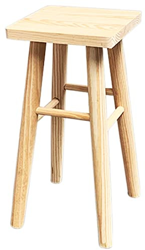 AC - Taburete Cuadrado de Madera con Patas Redondeadas - Estable y Robusto - Banqueta con reposapiés para Bar, Cocina, hogar - 47 x 24 x 24 cm