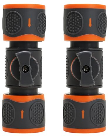 Pack de 2 Conectores Universales para Manguera de Jardín con Grifo - Compatibles 1/2 & 3/4 (12/19mm) - Conexión Estándar Gardena - Cierre Automático para Riego y Limpiadora de Alta Presión