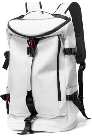 YOUMIAN Gym Duffle Bag 3 IN 1 Travel Backpack 40L Waterproof Shoe Compartment for Men and Women Basketball Soccer Sports Bag (White)