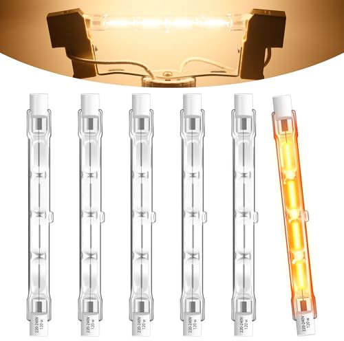 SCNNC Halogenlampe R7s 118MM 120W Halogenstab 230V 2250LM Dimmbar Warmweiß 2700K, Halogen Leuchtmittel J118 R7s Arbeitsleuchten, Landschaftsleuchten, Sicherheitsleuchten, 5 Stück