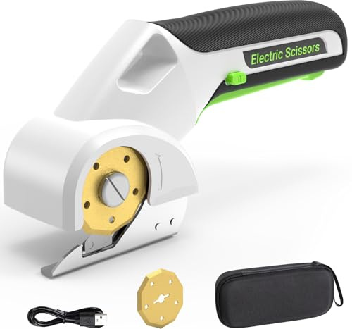 EXPEDMAN 2026 NEW 4V Cordless Electric Cutting Tools, Cardboard Cutter with 2 Titanium Blade Accessories, Safety Lock, Rotary Cutter for Cardboard,Gifts for Men&Women - Bright White