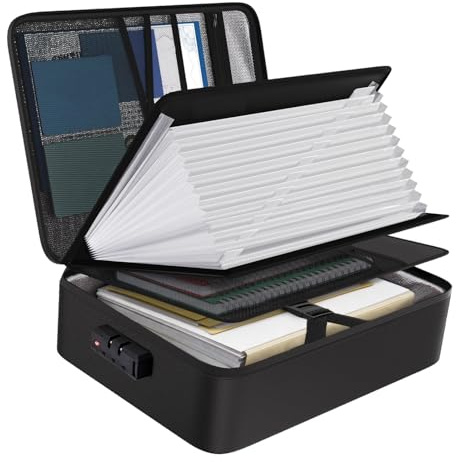 GreenWhim Fireproof Document Box Waterproof and Fireproof Document Storage with Lock Document organiser Case for A4 Important Documents,Portable Home Fire Safe Storage Box Case