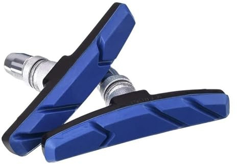 2st Cykel V Bromsbelägg Gummi Friktionsskor Med Hållare För MTB landsvägscyklar Mute Rim Bromsblock Tillbehör(Blue 2pcs)