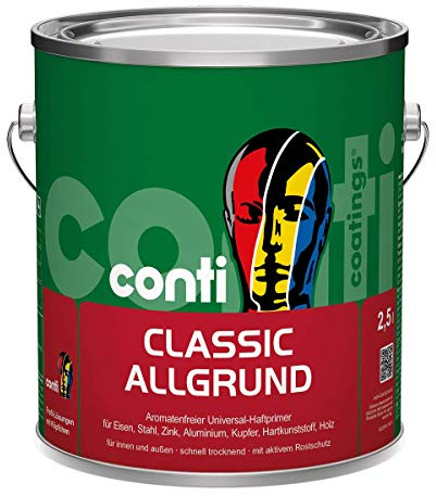 Conti Classic Allgrund 2,5 Liter grau | Grundierung | Haftprimer - Lösemittelhaltig schnell trocknend - Für innen und außen - Mit aktivem Rostschutz