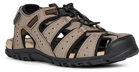 Geox Jungen Uomo Strada B Sandalen, Taupe Black, 41 EU