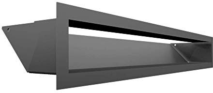 KRATKI Lüftungsgitter LUFT | Warmluftgitter 9 x 60 cm | Graphit | Abluftgitter für Kamin Belüftung | Lufteinlass in einem Winkel von 45 Grad | überhitzungbeständig | Ideal für moderne Innenräumen