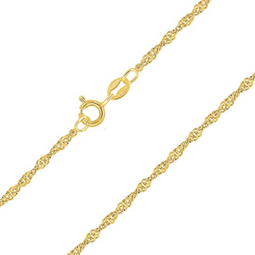 PLANETYS - Chaîne Maille Singapour Argent 925/1000 Plaqué Or Jaune 18 Carats Largeur 2 mm 65 cm
