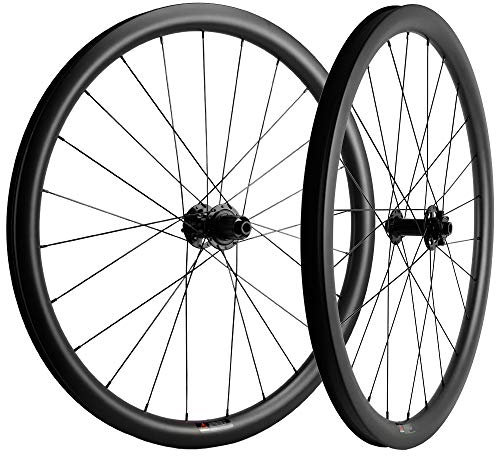 Superteam 38mm Carbon Tubeless Wheelset Disc Brake Road Bike Wheels 700c 31mm Width (Center Lock, Thru-Axle Type Front 12 * 100mm Rear 12 * 142mm)