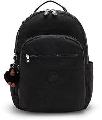 Kipling Women's Seoul L Solid Laptop Backpack, True Black2, 12.75 L x 17.25 H x 9 D