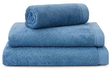 URBANARA Essential Frottee-Handtücher Faia 100x150 cm I 100% Bio-Baumwolle Made in Portugal Oeko Tex Standard 100 Duschtuch Handtuch Badehandtuch, Hellblau