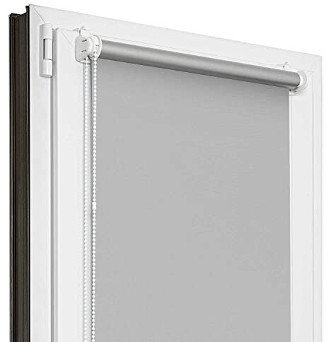 Estika Verdunklungsrollo Thermorollo ohne Bohren - 70 cm x 120 cm - Grau - 13 Stoff Farben, Rollos für Fenster ohne Bohren, Klemmfix rollos für Fenster innen (70 cm Stoffbreite)