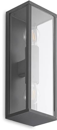 Lindby Lámpara de pared exterior Peldar (Moderno) en Negro hecho Aluminio (2 llamas, E27) lámparas para aplique lámpara LED