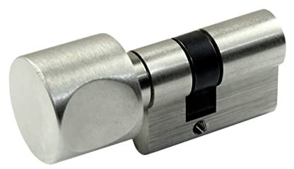 WC BAD Knaufzylinder mit Notöffnung, kurze Baulänge 26/17 (Gesamt 43mm) Edelstahlfarben (Baulänge: A=26mm (Notöffnungsseite) / B =17mm (Knaufseite))