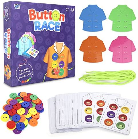 Point Games Lacing Cards Sequence Game - Threading. Sewing, Button Lace Occupational Therapy Toy, Boys & Girls Fine Motor Toys, Educational Preschool Games for Kids Ages 4+