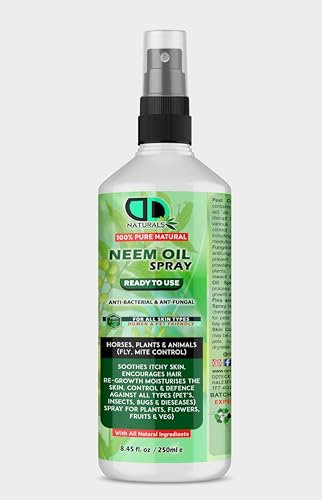 DD Organic Neem Oil A Natural Garden Bug Spray for Plants & Horses.- Insect Repellent & Bug Repellent for House, Skin Care, Hair Growht (250ML Spray)