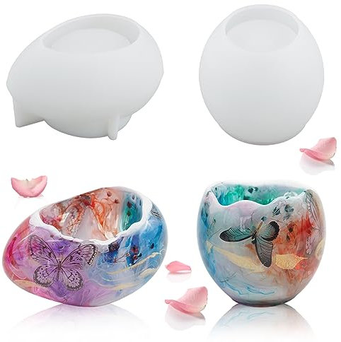 Koonafy 2PCS Resin Candle Jar Mold Jewelry Storage Box Resin Mold Tealight Candle Resin Moulds for Casting DIY Storing Jewelry Candle Jar Candy Tin Decorative