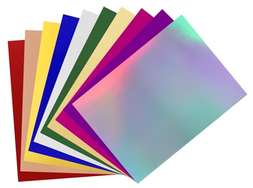 PATIKIL 28 cm x 21,5 cm metalliska spegelbrädor, 20-pack 10 färger kartong foliebräda reflekterande ark 250 gsm för scrapbook affisch gör-det-själv hantverk inbjudningskort